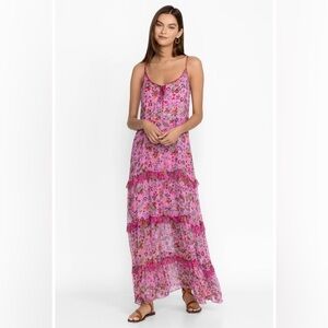 NWT Johnny Was FOXGLOVE SILK MAXI DRESS XS Bohemian Boho Long dress Romantic